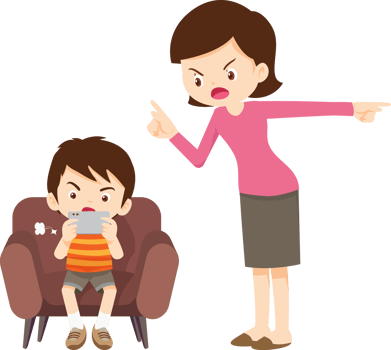 Child prioritizing mobile games over spending time with parents png