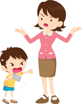 parent angry scold to kid addicted mobile phone png