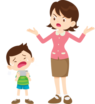 parent angry scold to kid addicted mobile phone png