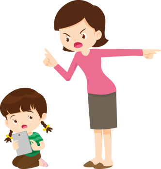 parent angry scold to kid addicted mobile phone png