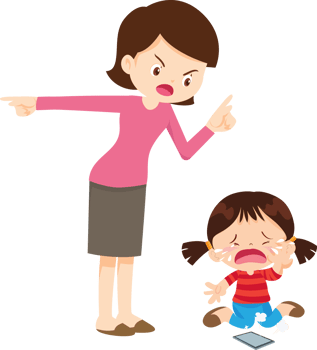 parent angry scold to kid addicted mobile phone png