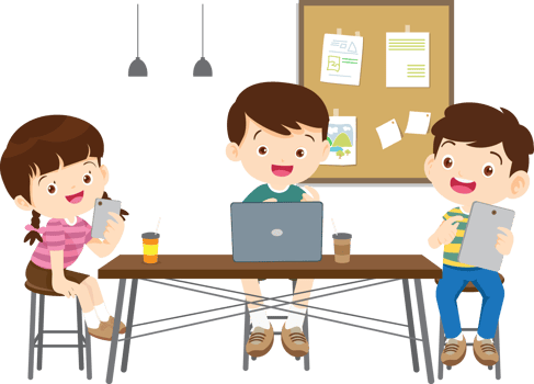 Children improving problem-solving skills through digital puzzles png