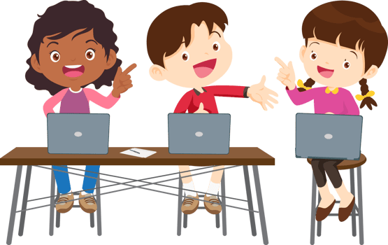 Tech-savvy students engaged in an exciting coding lesson png
