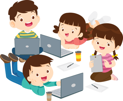 Children using AI tutors to improve their academic performance png