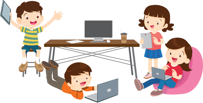Modern education Kids using technology to enhance their studies png