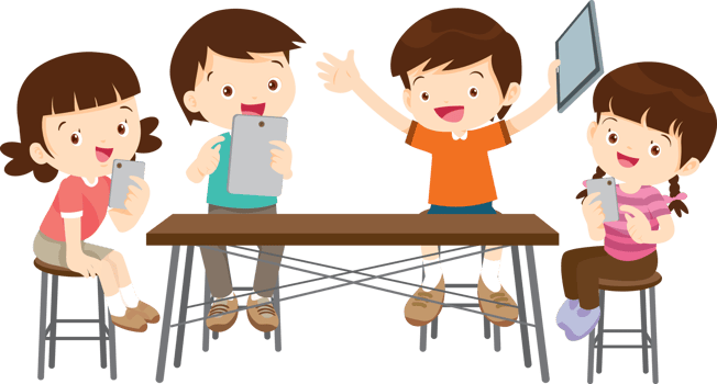 The group enjoys a creative digital lesson together. png