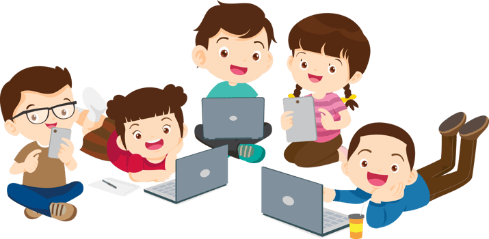 students with computer learning,Online class technology png