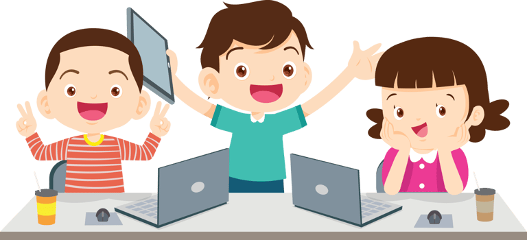 students with computer learning,Online class technology png