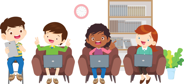 students with computer learning,Online class technology png