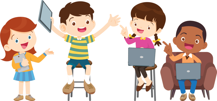 students with computer learning,Online class technology png