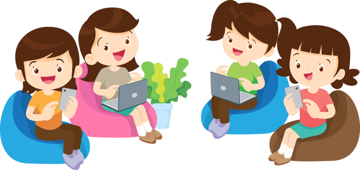 students with computer learning,Online class technology png