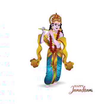 Indian festival happy janmashtami celebration greeting card vector