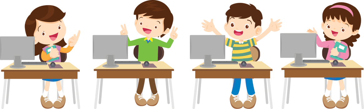 students with computer learning,Online class technology png
