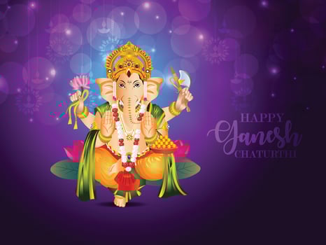 Indian festival happy ganesh chaturthi celebration card vector