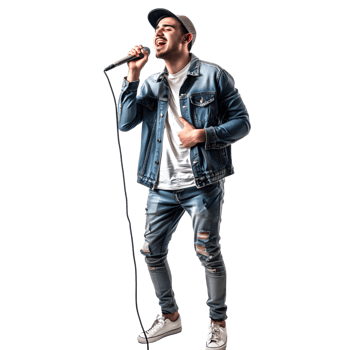 Young Singer Performing at Concert isolated on transparent background png
