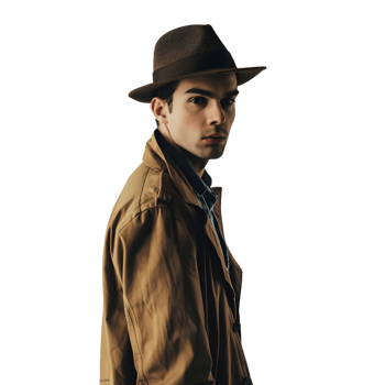 Handsome Model in Vintage Suit isolated on transparent background png