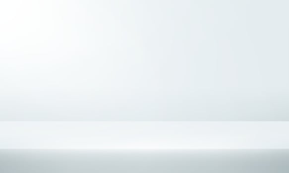 White and grey background. Minimal 3d shelf. Room in the 3d. Space for selling products on the website. White Background Empty Room Studio with table. illustration. vector