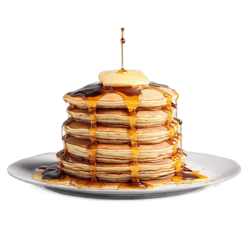 Pancake stack mandala a fluffy circular stack of pancakes with syrup dripping and butter melting png