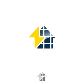 Solar Energy for house home roof icon logo design template vector