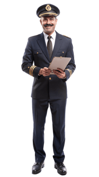 Confident Pilot in Uniform Holding a Clipboard png