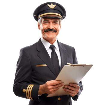 Confident Airline Pilot Holding Clipboard Smiling png