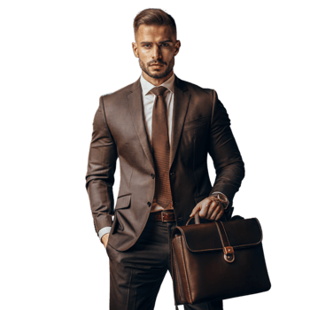 Confident Businessman In Suit Holding Briefcase png