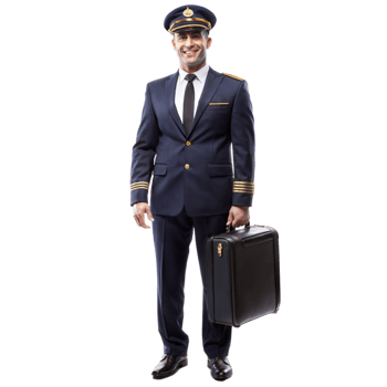 Confident Pilot in Uniform Holding Travel Briefcase png