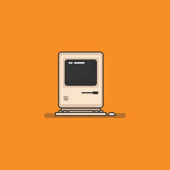 pc vintage illustration with orange background vector