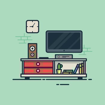 Modern flat design illustration concept of home living room with furniture and tv vector