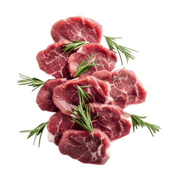 Stacked beef steaks with rosemary isolated on a transparent background png