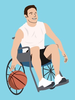Disabled Basketball player in wheelchair illustration vector