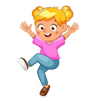 Happy little girl jumps and rejoices vector