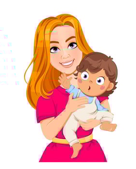 Cheerful mother with her little child vector