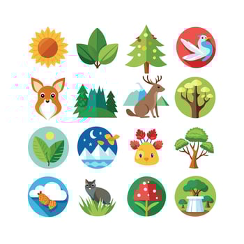 Nature Icon Set Collection Illustration vector