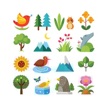 Nature Icon Set Collection Illustration vector