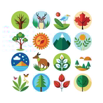 Nature Icon Set Collection Illustration vector