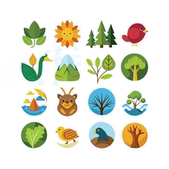 Nature Icon Set Collection Illustration vector