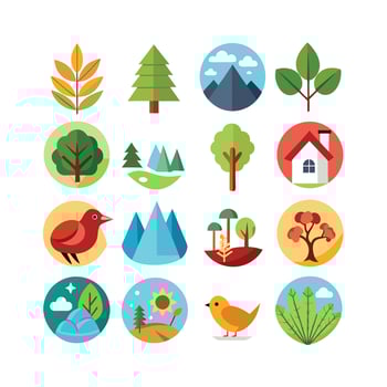 Nature Icon Set Collection Illustration vector