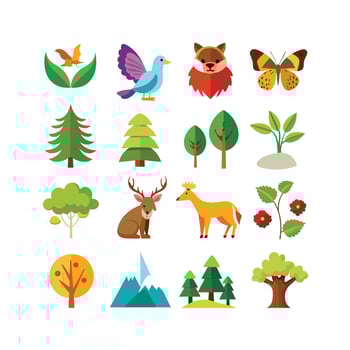 Nature Icon Set Collection Illustration vector
