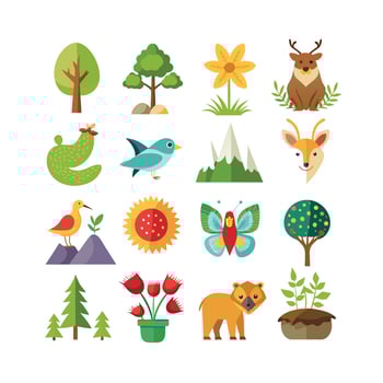 Nature Icon Set Collection Illustration vector