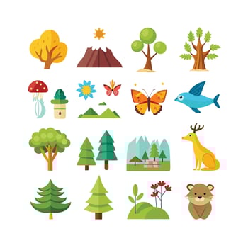 Nature Icon Set Collection Illustration vector