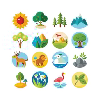 Nature Icon Set Collection Illustration vector