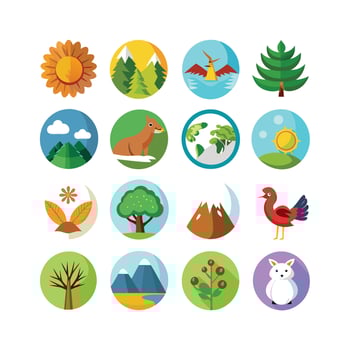 Nature Icon Set Collection Illustration vector