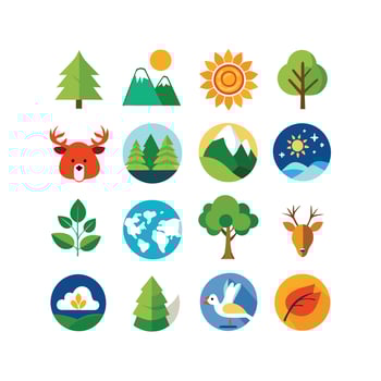 Nature Icon Set Collection Illustration vector