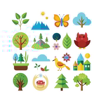 Nature Icon Set Collection Illustration vector