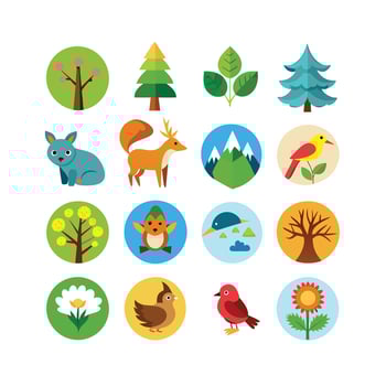Nature Icon Set Collection Illustration vector