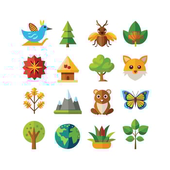 Nature Icon Set Collection Illustration vector
