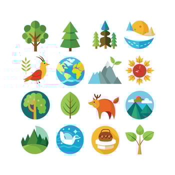 Nature Icon Set Collection Illustration vector