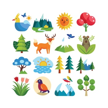 Nature Icon Set Collection Illustration vector