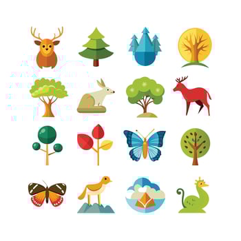 Nature Icon Set Collection Illustration vector